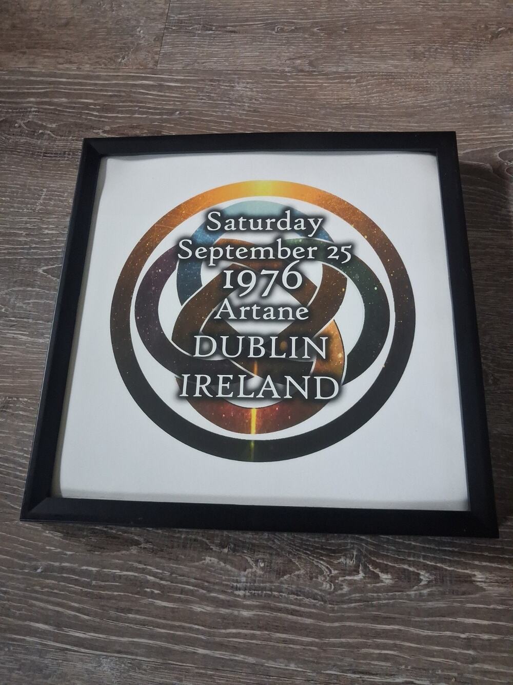 Black Shadow Box Frame 13x13 with Framed U2 Band Origin Tribute Art